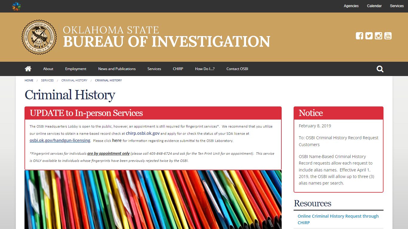 Criminal History | Oklahoma State Bureau of Investigation